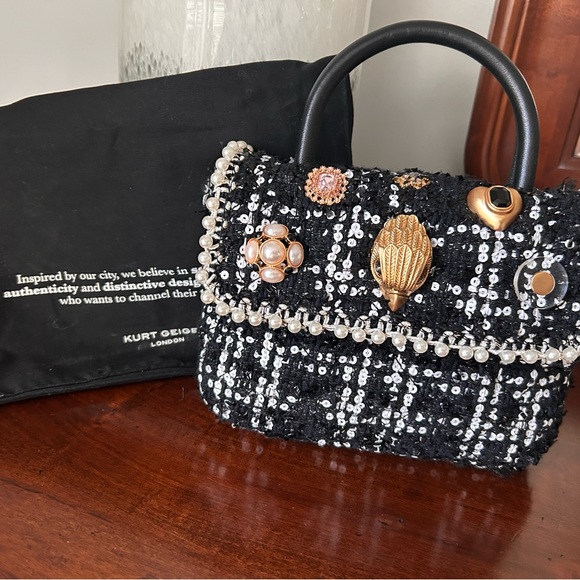 NWT Kurt Geiger Black and Gold Mini Bag with Elegant Accents (Cross listed) - Picture 3 of 13